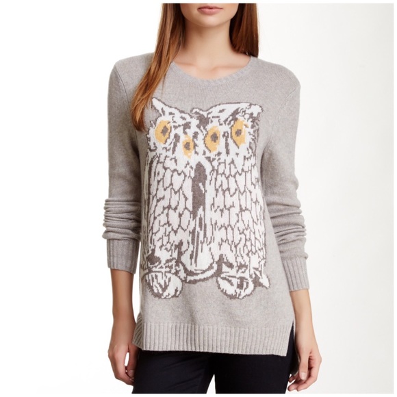 BCBGMaxAzria Sweaters - BCBGMAXAZRIA Rooney Owl Gray Long Sleeve Sweater S